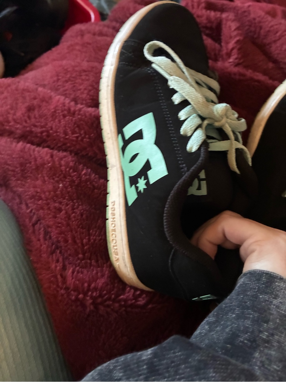 DC Kids Black Sneakers with Mint Logo